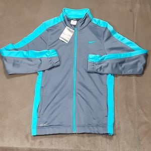 Nike Dri Fit Jacket Mens Size Extra Small XS Grey Gamma Blue Full Zip Vtg Nwt